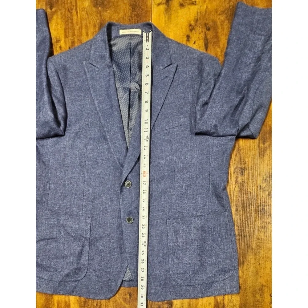 Joseph Abboud Comero Linen Wool Knit Blazer Men's 46 Short Dark Blue Sport Coat